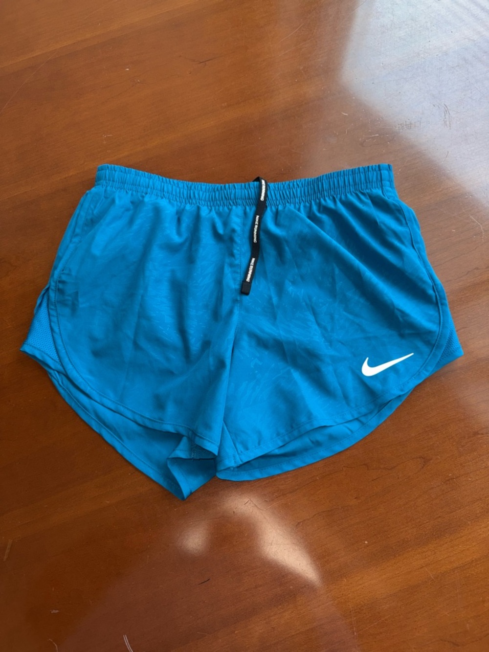 Nike Teal Women's Athletic Running Shorts with White Swoosh